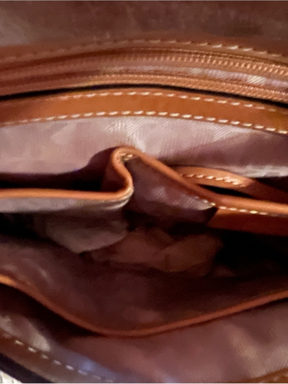 Michael Kors Suede Satchel in Chocolate Brown with Tan Trim - Picture 4 of 7